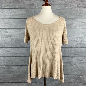 Lularoe Ribbed Perfect Tee Heathered Oatmeal Sz L